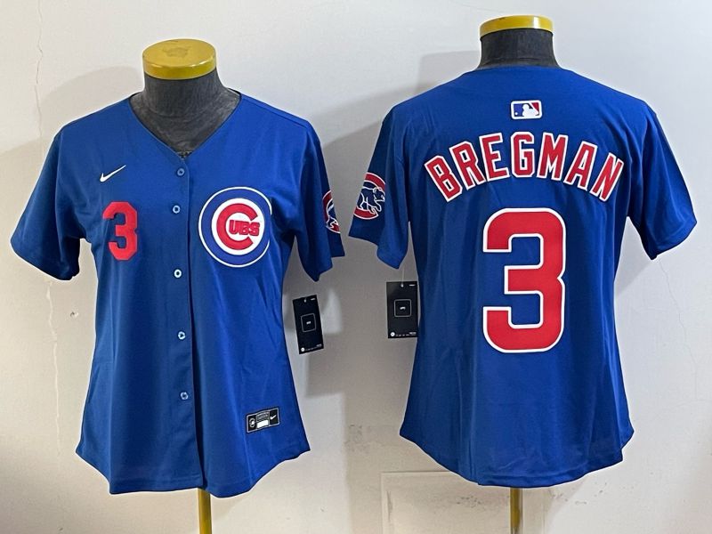 Women 2026 Chicago Cubs #3 Bregman Blue Game Nike MLB Jersey style 002->women mlb jersey->Women Jersey